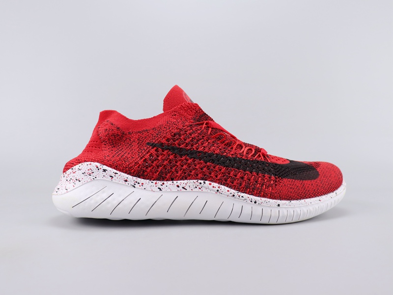 2020 Women Nike Free Rn Flyknit 2018 Red Black White Shoes